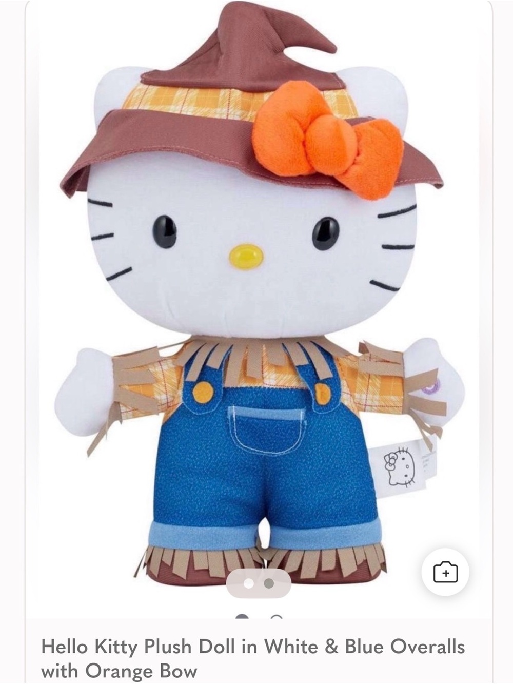 Hello Kitty Plush Doll in White & Blue Overalls with Orange Bow